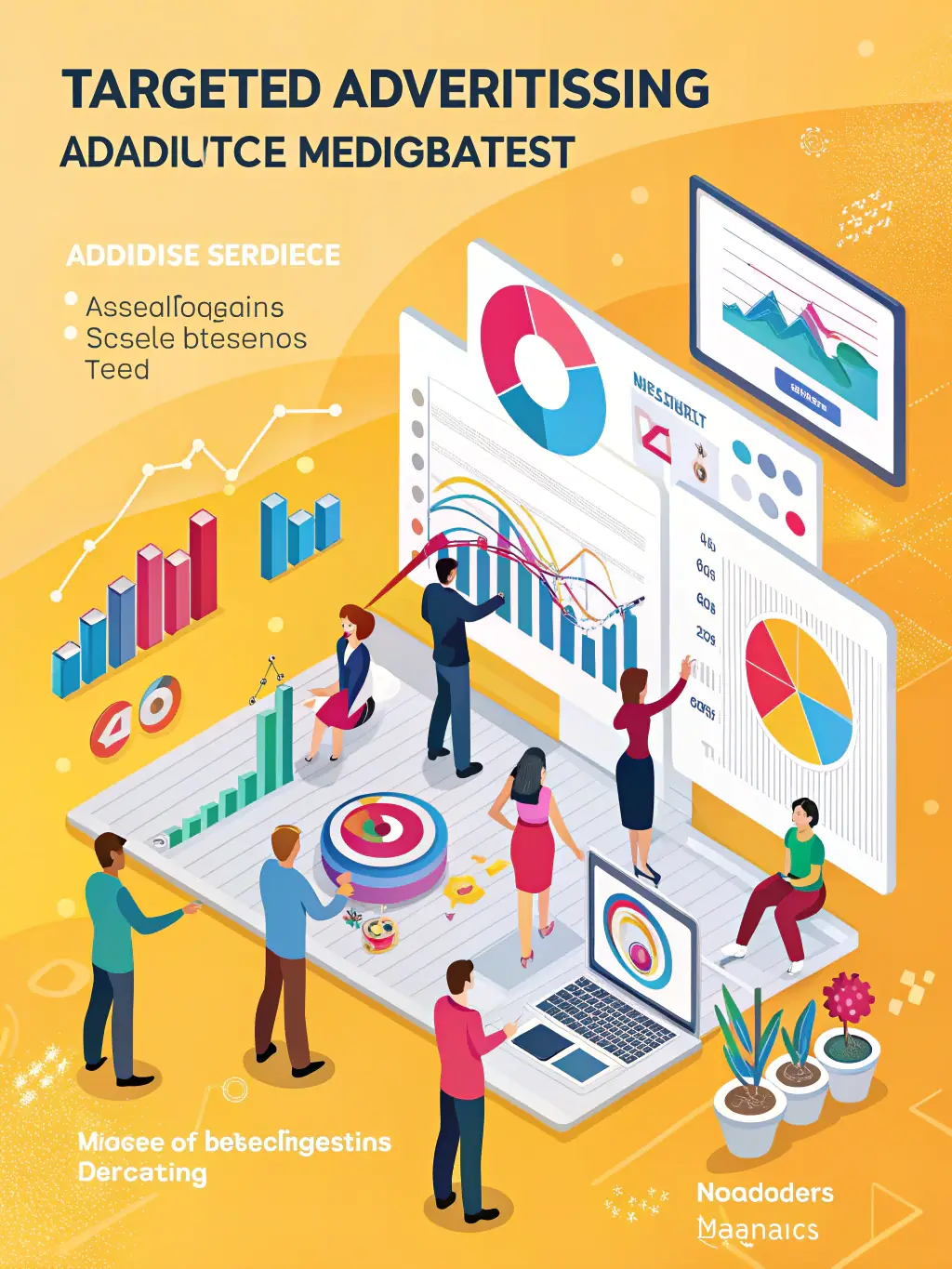 A visually appealing graphic illustrating the process of targeted advertising, showing ads reaching specific demographics interested in fitness.